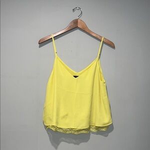 Forever 21 Yellow Tank Top with lace trim on bottom, adjustable straps, size m